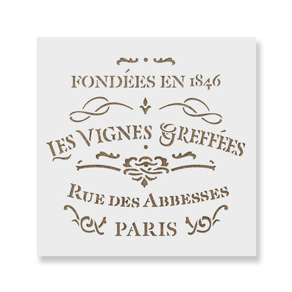 French Label Les Vignes Greffes Stencil