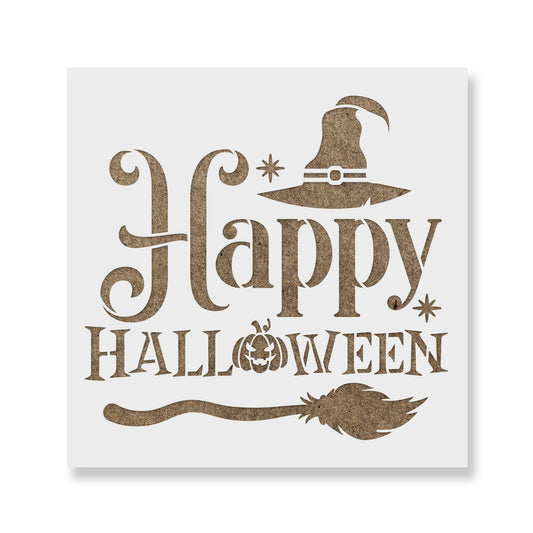 Happy Halloween Witch Hat Stencil