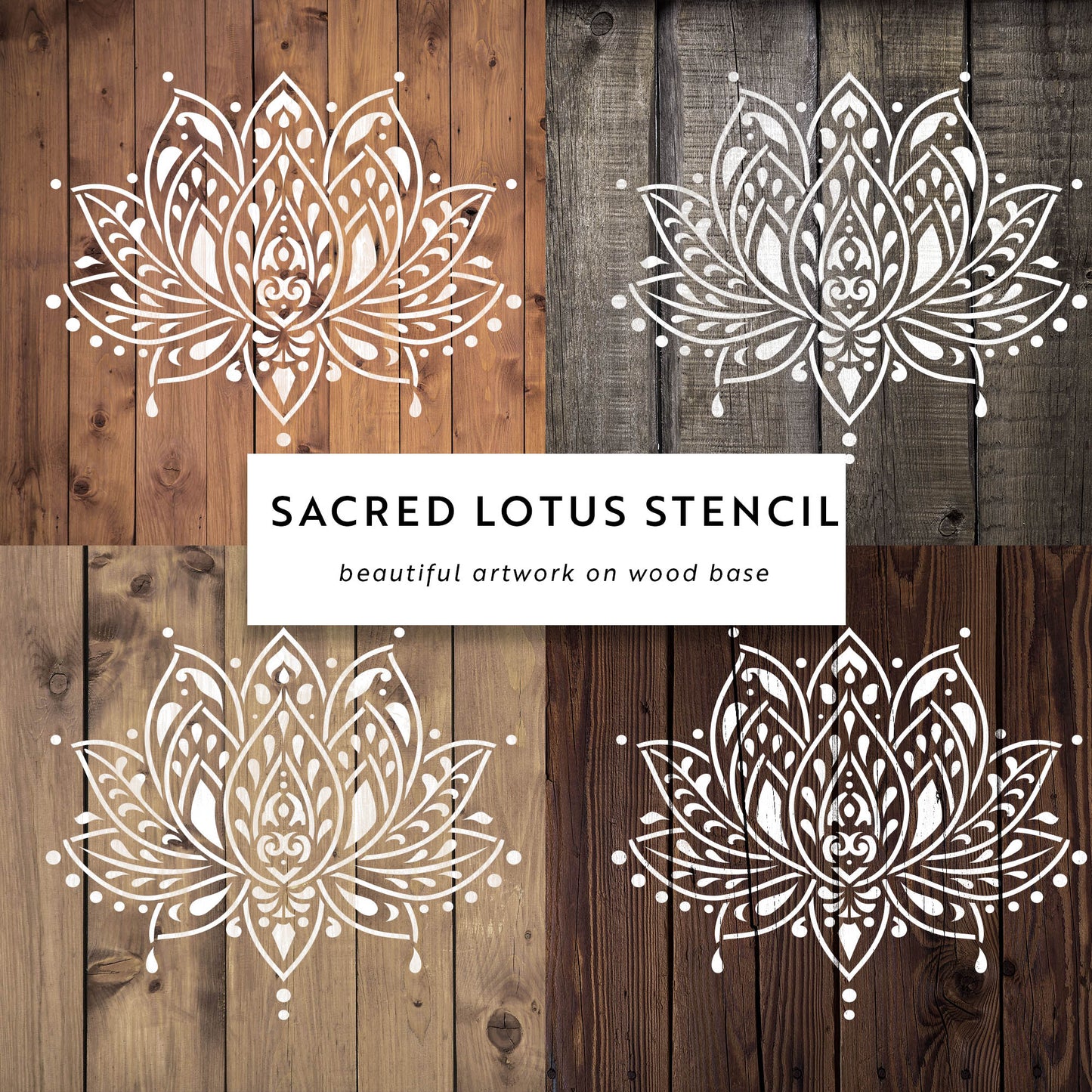 Sacred Lotus Flower Stencil