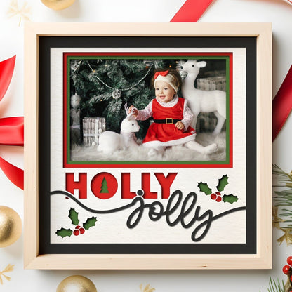 Holly Jolly - 9 x 9 Inch photo Frame - 1, 2, 3 or 6 photos / Multi Colour