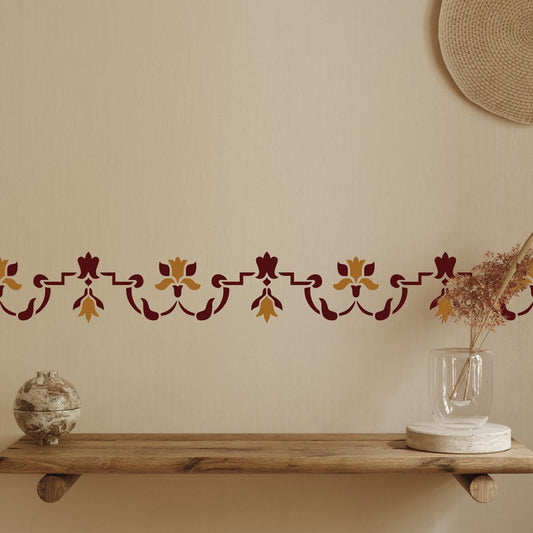 Persian Floral Border Stencil