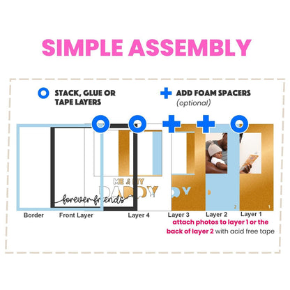 Me and My Daddy Forever Friends - 9 x 9 Inch Photo Frame - 1, 2, 3 or 6 photos