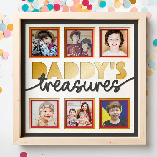 Daddys Treasures - 9 x 9 Inch photo Frame - 1, 2, 3 or 6 photos / Multi Colour