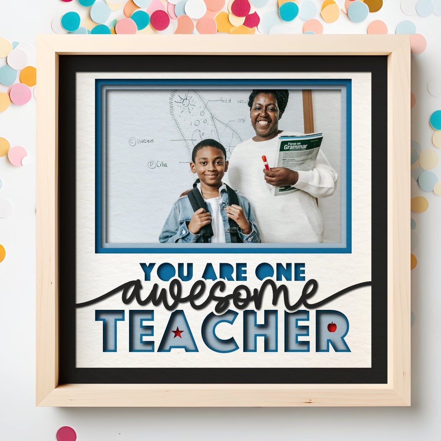 Awesome Teacher - 9 x 9 Inch photo Frame - 1, 2, 3 or 6 photos / Multi Colour