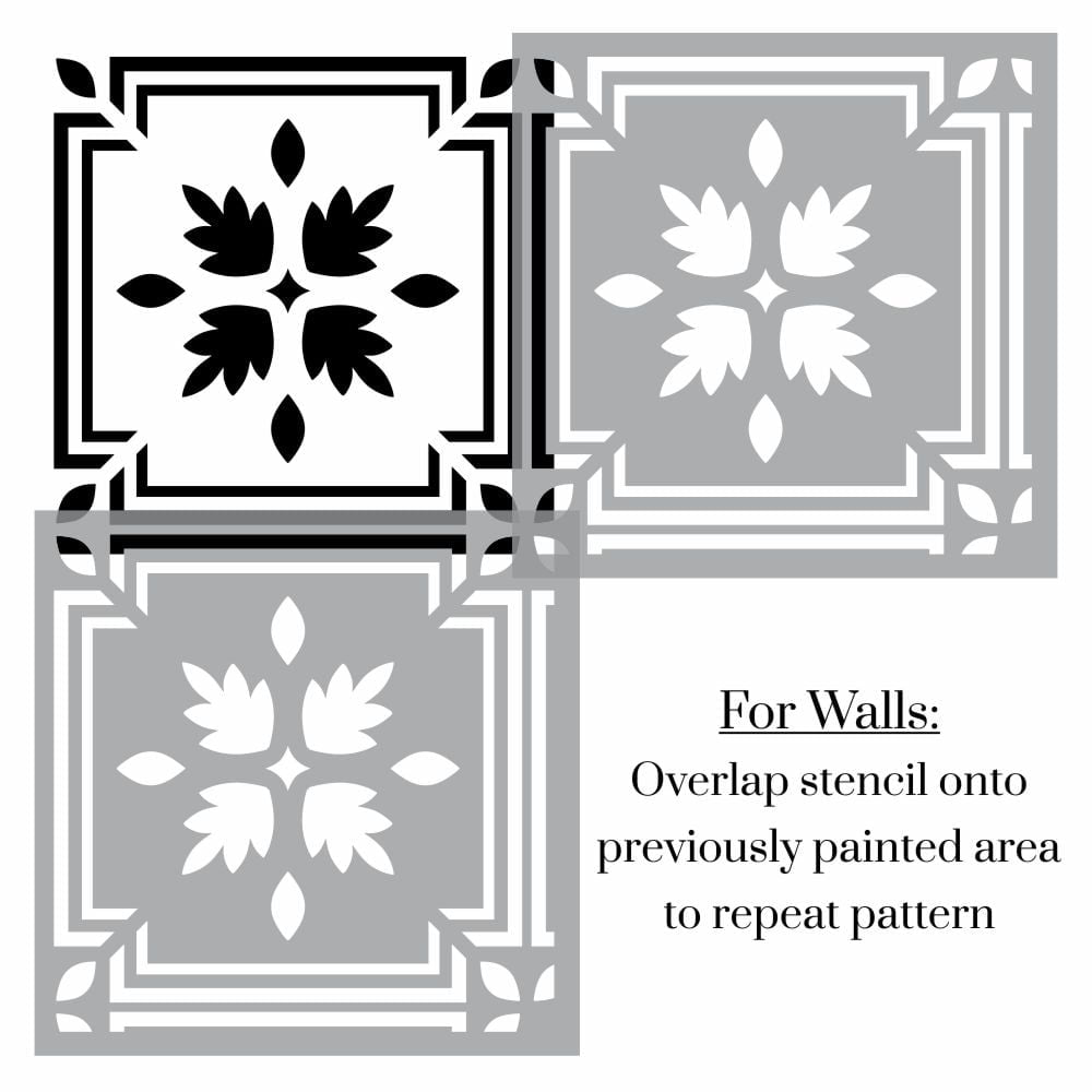 Retro Leafy Tile Stencil