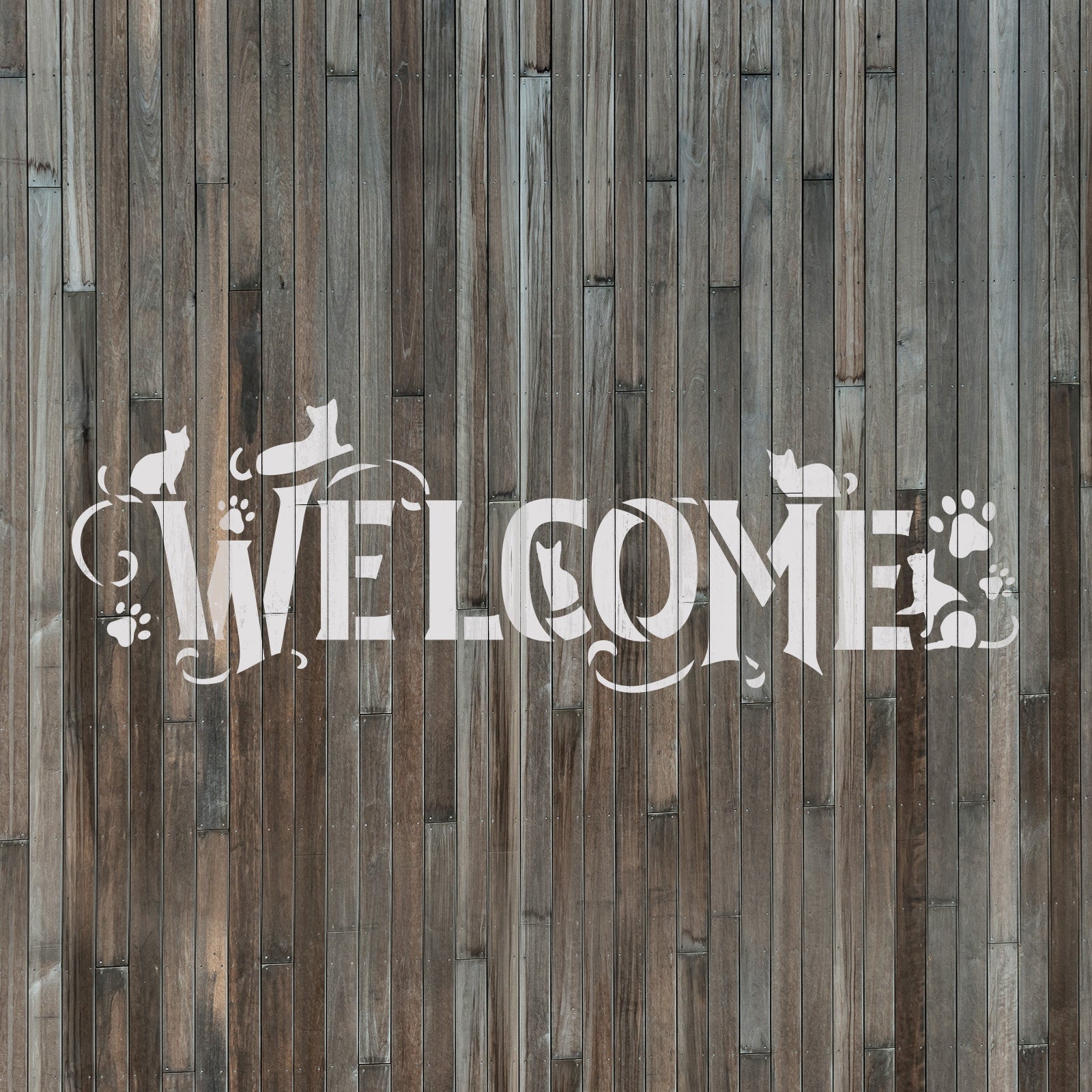 Welcome Cat Sign Stencil