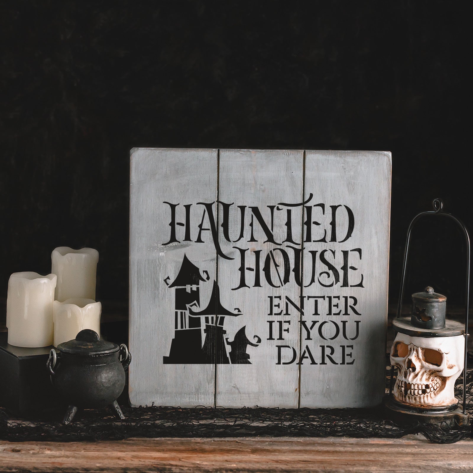 Haunted House Dare Stencil