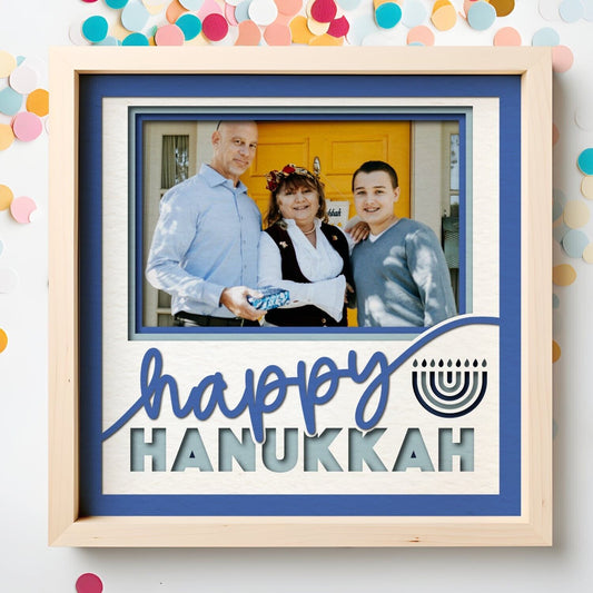 Happy Hanukkah - 9 x 9 Inch photo Frame - 1, 2, 3 or 6 photos / Multi Colour