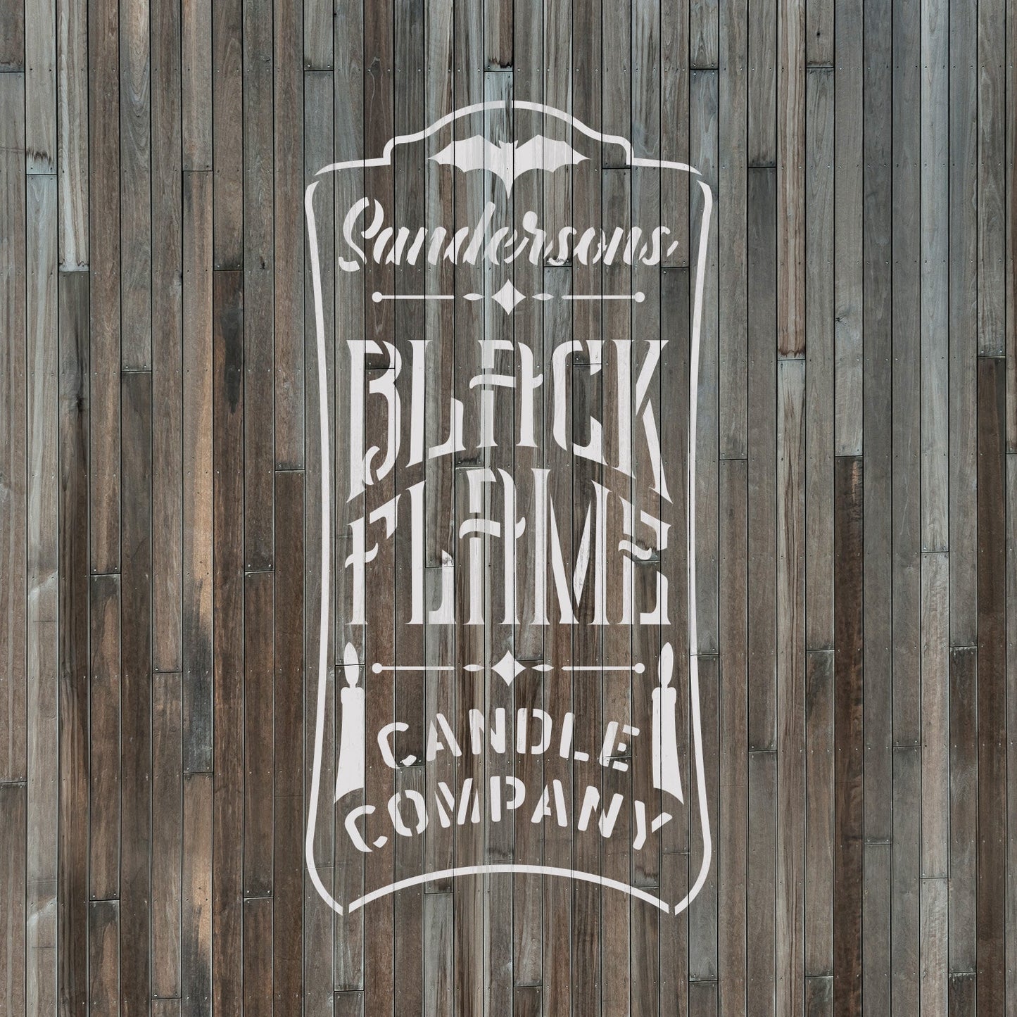 Black Flame Candle Label Stencil