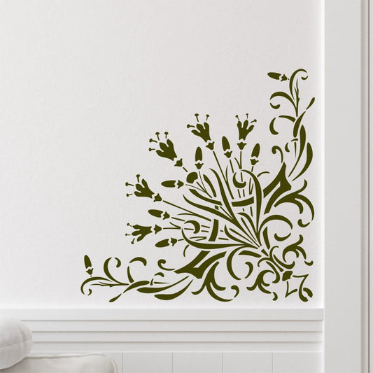 Summer Cottage Floral Corner Stencil