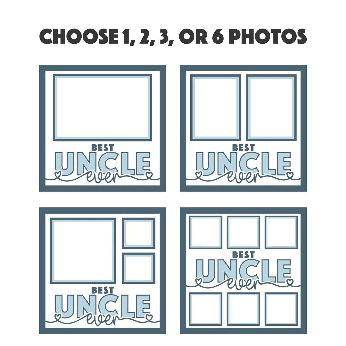 Best Uncle Ever - 9 x 9 Inch photo Frame - 1, 2, 3 or 6 photos / Multi Colour