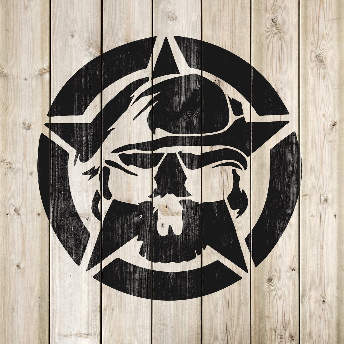 Army Ranger Skull Military Star Stencil