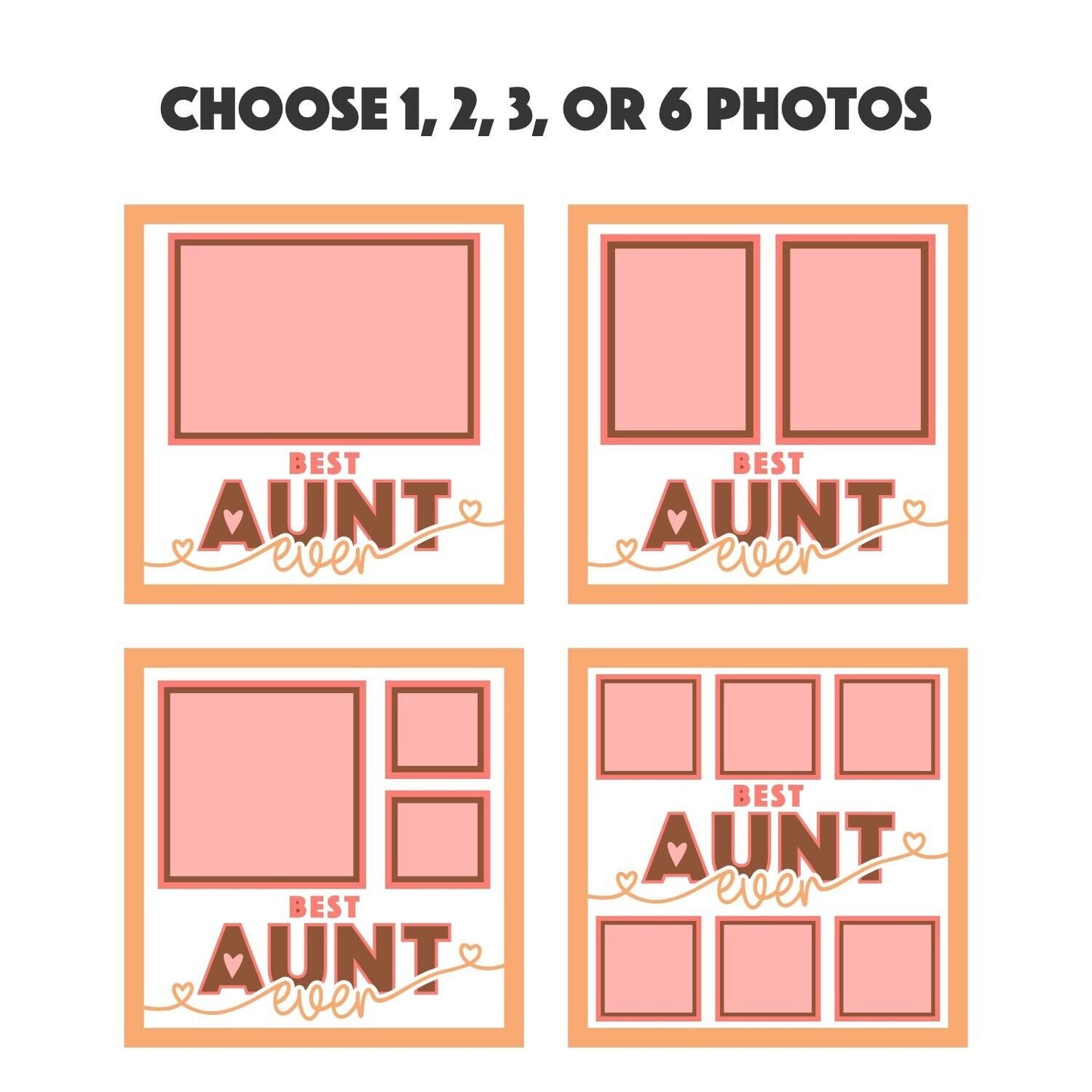 Best Aunt Ever - 9 x 9 Inch photo Frame - 1, 2, 3 or 6 photos / Multi Colour