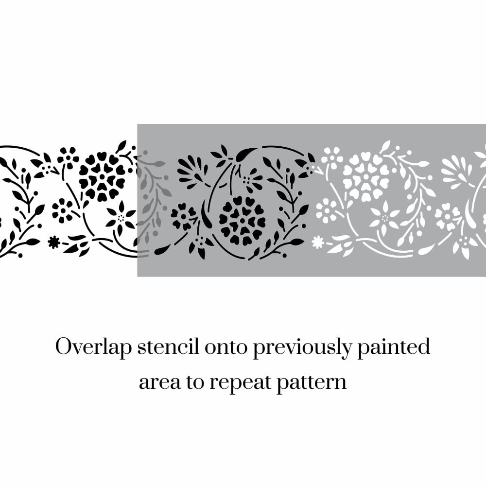 Cheerful Floral Border Stencil