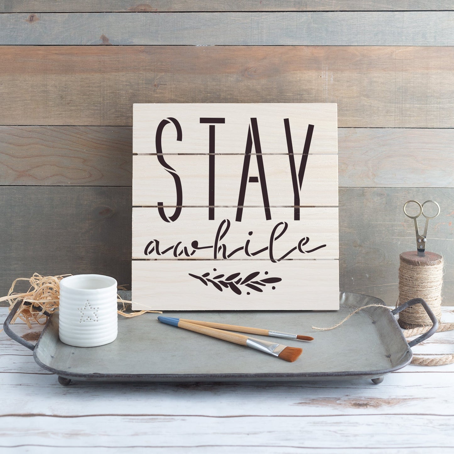 Stay Awhile Decor Sign Stencil