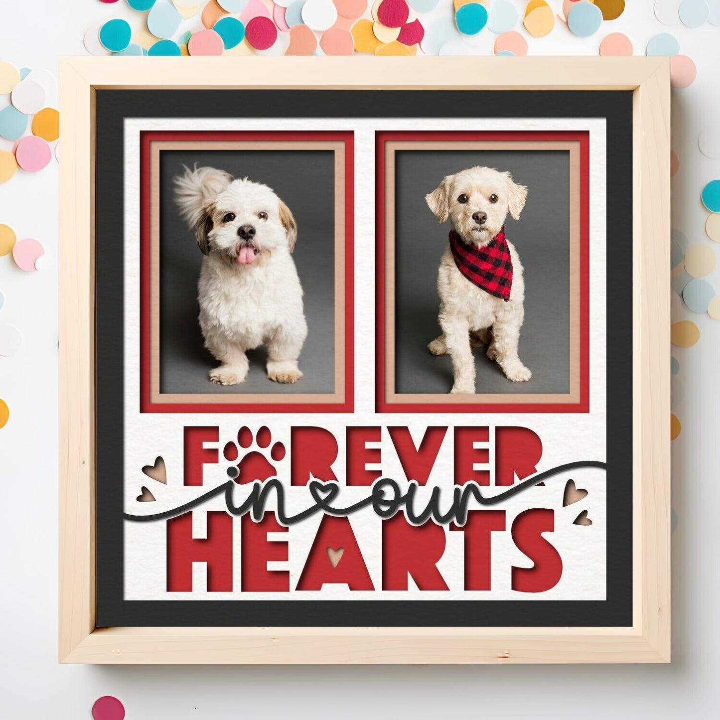 Forever In Our / My Heart(s) Pet- 9 x 9 Inch Photo Frame - 1, 2, 3 or 6 photos