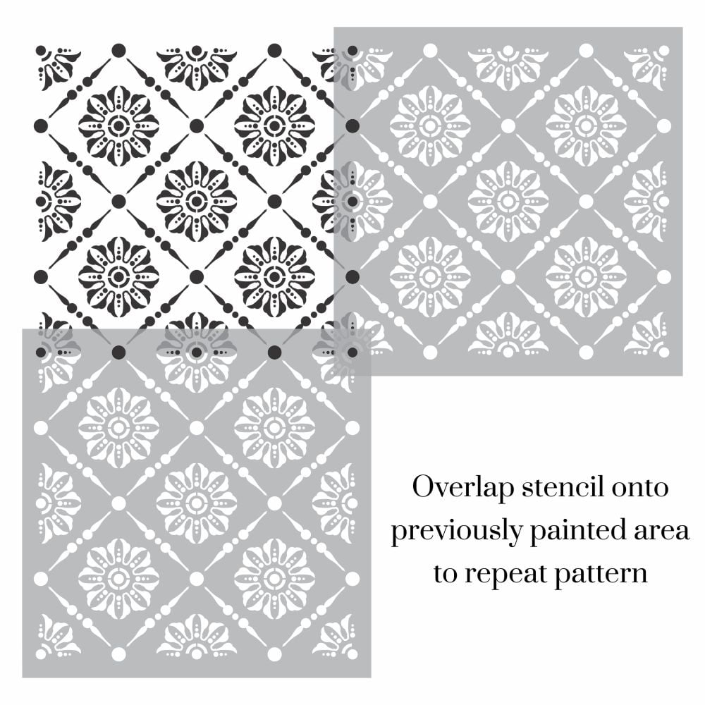 Malta Beaded Floral Wall Stencil