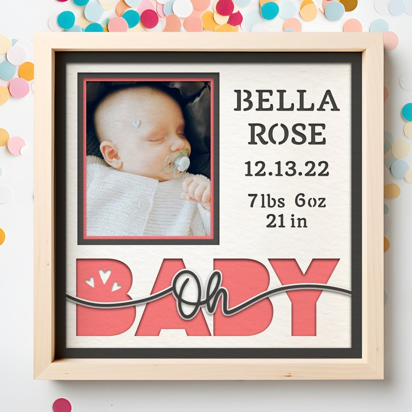 Oh Baby - 9 x 9 Inch Photo Frame - 1, 2, 3 or 6 photos / Multi Colour