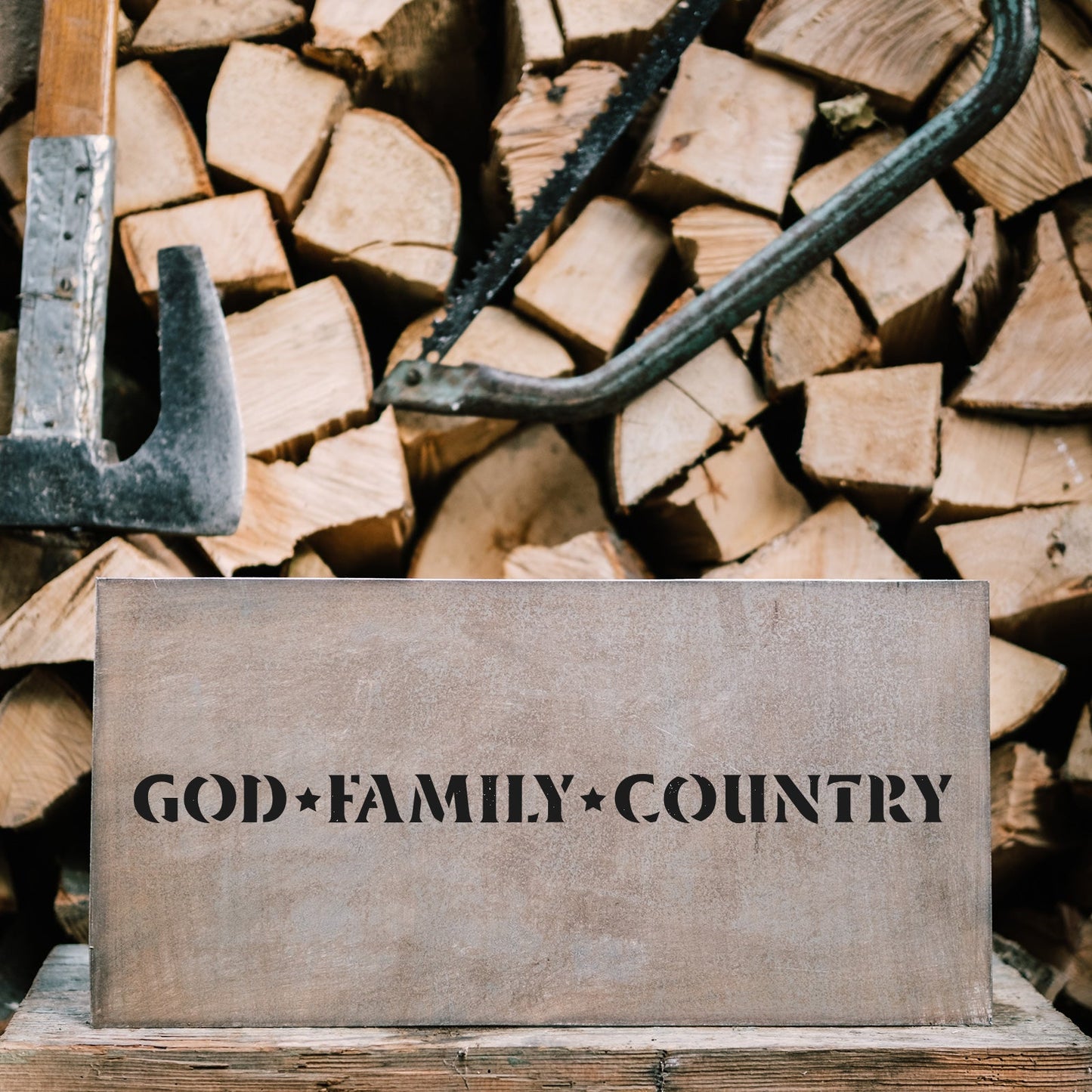 God Family Country Stencil