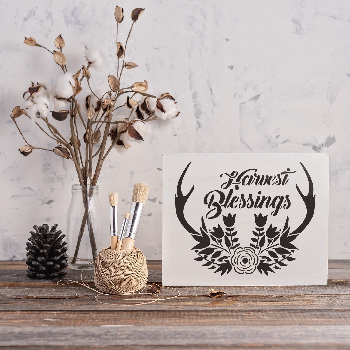 Harvest Blessings Antlers Stencil