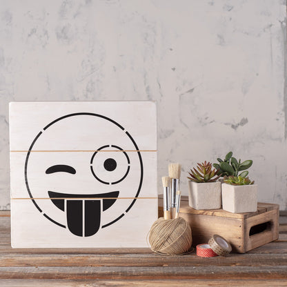 Emoji Winking Tongue Out Stencil