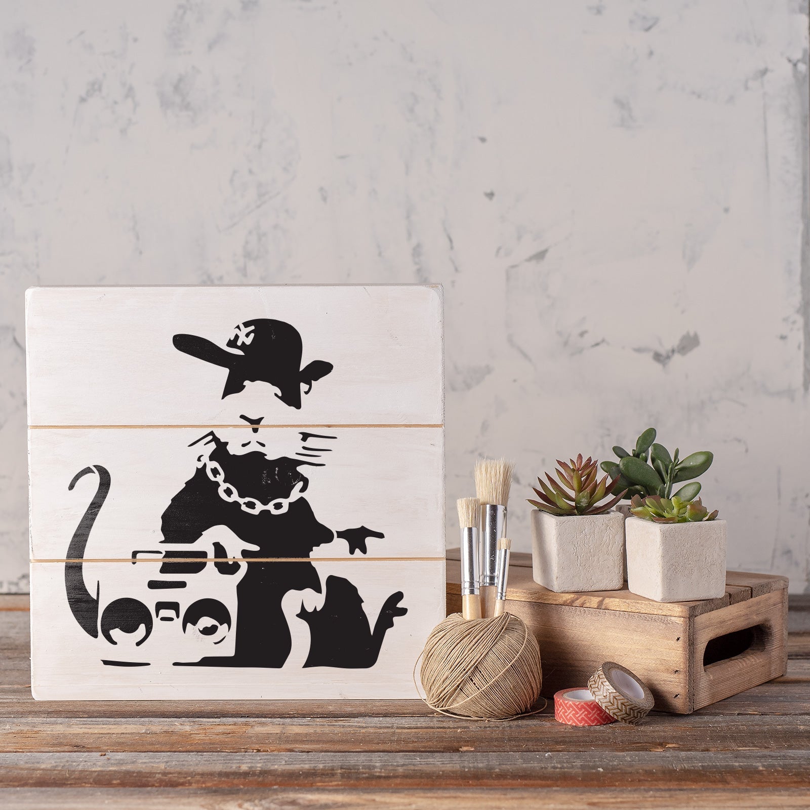 Banksy Hip Hop Rat Stencil