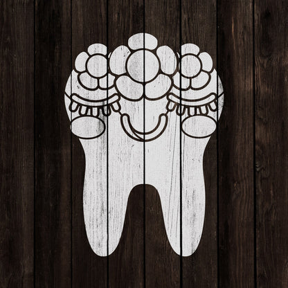 Tooth with Flower Crown Stencil