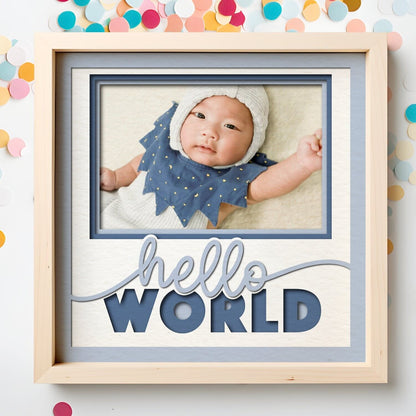 Hello World - 9 x 9 Inch photo Frame - 1, 2, 3 or 6 photos / Multi Colour