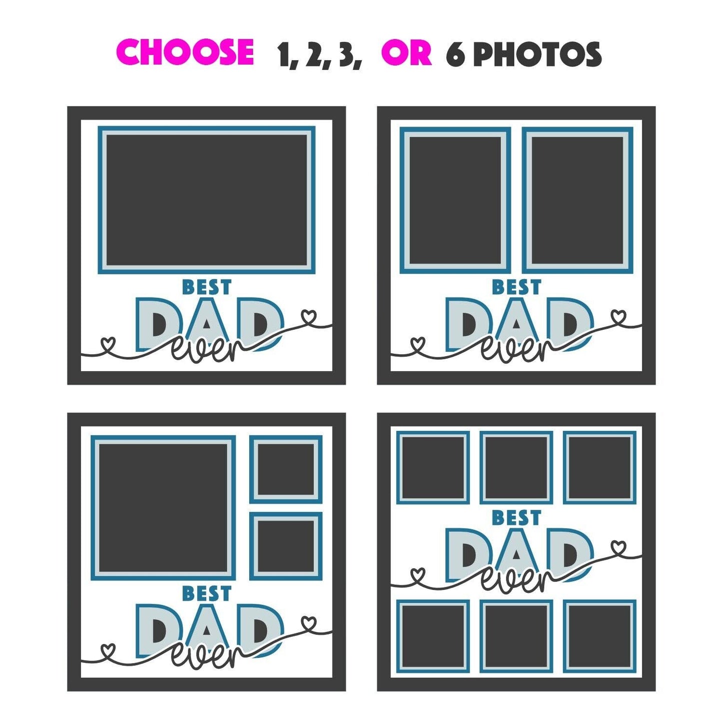 Best Dad Ever - 9 x 9 Inch photo Frame - 1, 2, 3 or 6 photos / Multi Colour