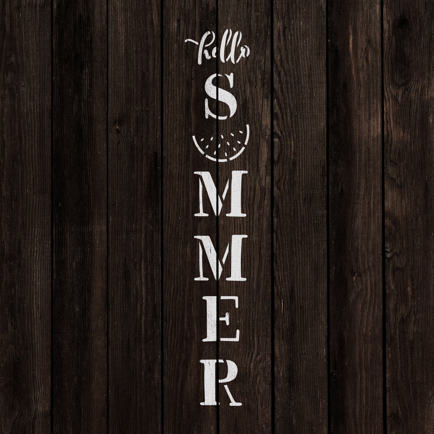 Hello Summer Vertical Sign Stencil