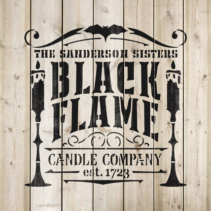 Black Flame Candle Sign Stencil