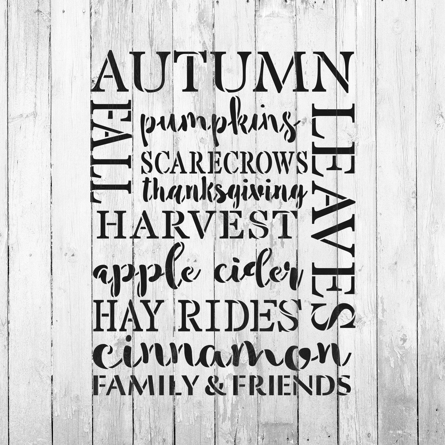 Fall Words Stencil