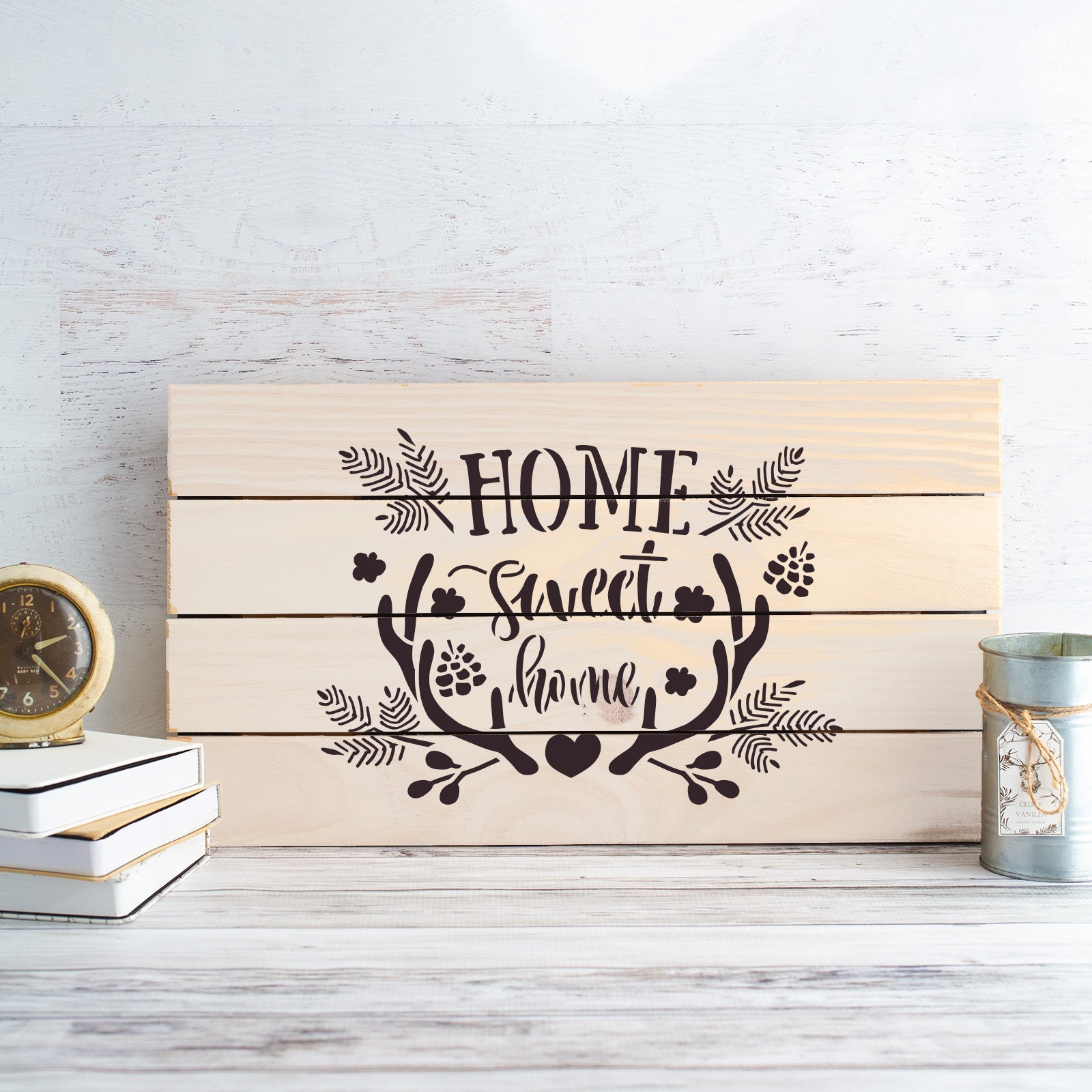 Home Sweet Home Antler Heart Stencil