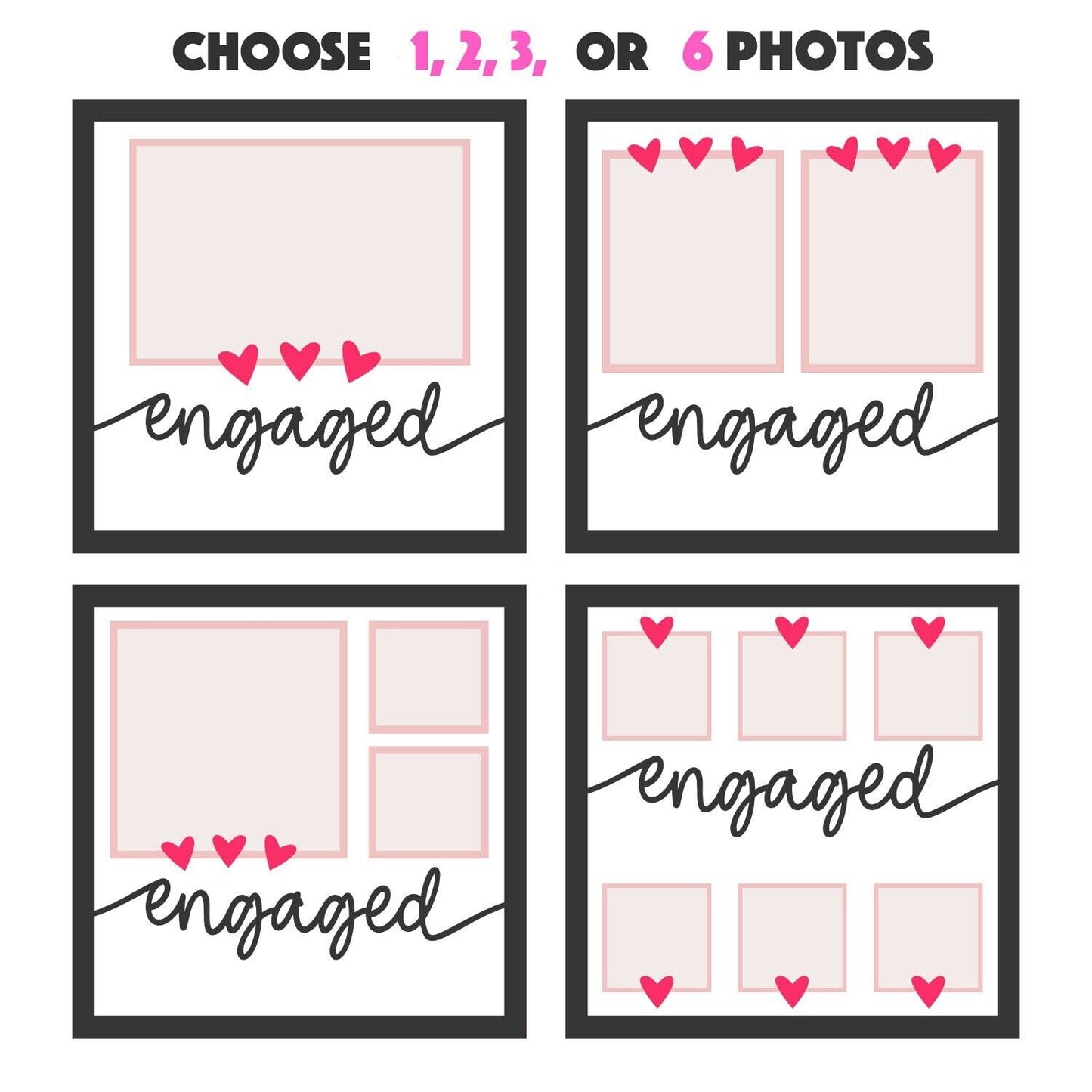 Enganged - 9 x 9 Inch photo Frame - 1, 2, 3 or 6 photos / Multi Colour