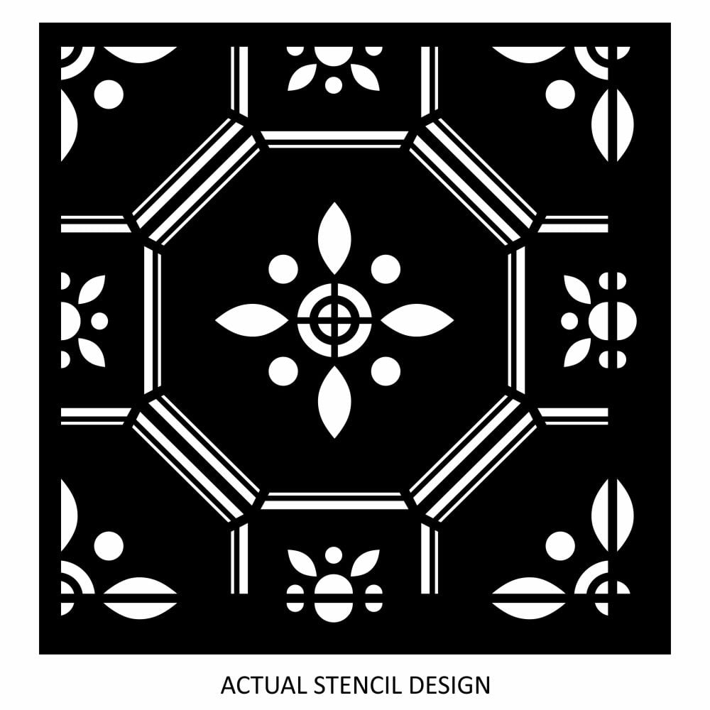 Floral Deco Tile Stencil