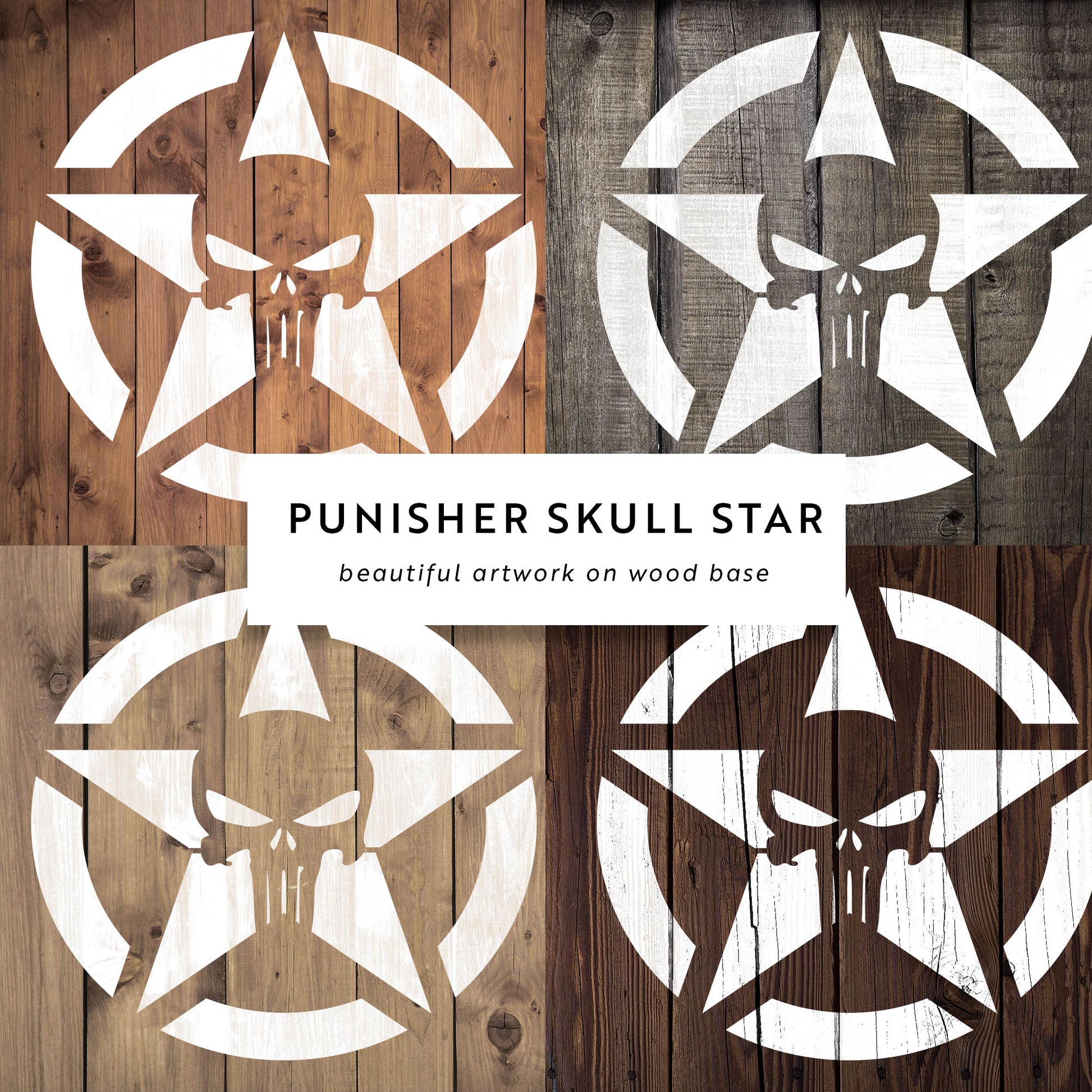 Punisher Skull Star Stencil