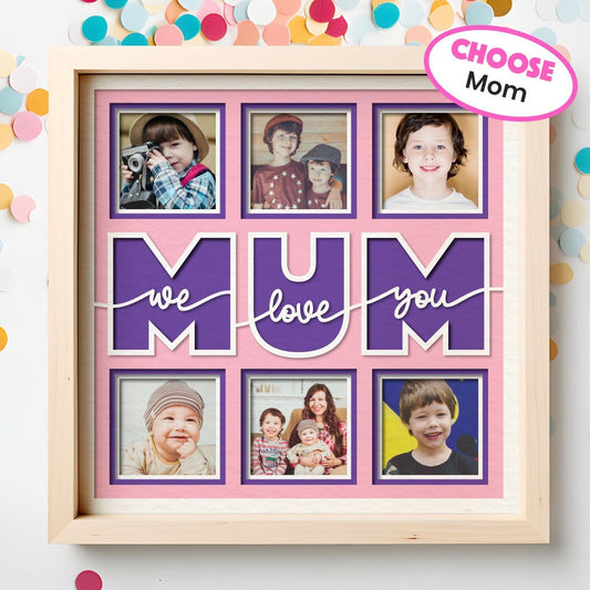 I/We Love You Mom / Mum - 9 x 9 Inch photo Frame - 1, 2, 3 or 6 photos