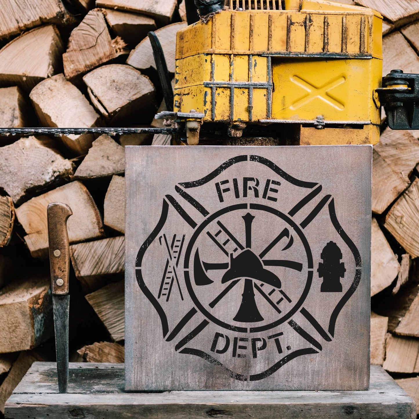 Maltese Cross Fire Department Stencil