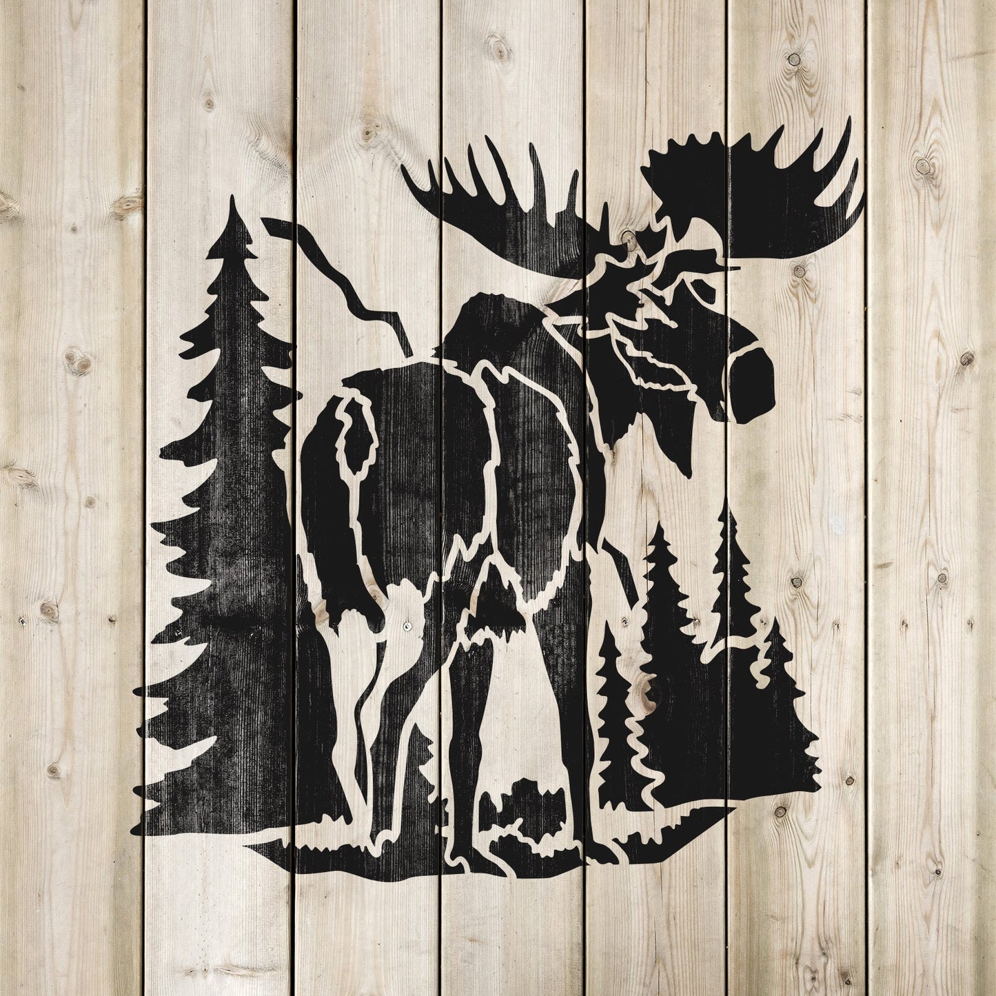 Moose In The Woods Stencil