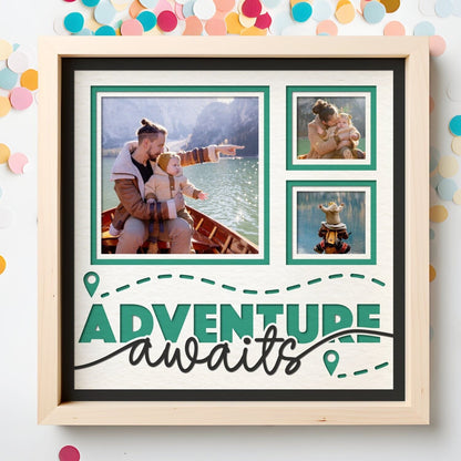 Adventure Awaits - 9 x 9 Inch photo Frame - 1, 2, 3 or 6 photos / Multi Colour