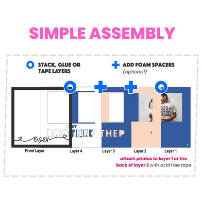 Best Brother Ever - 9 x 9 Inch photo Frame - 1, 2, 3 or 6 photos / Multi Colour