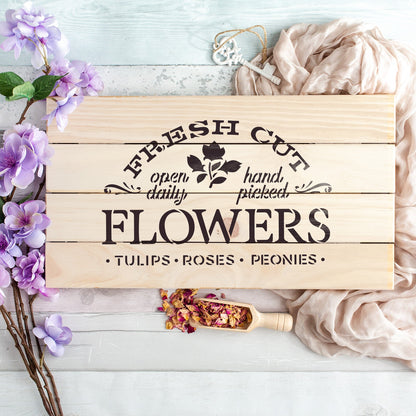 Fresh Cut Flowers Sign Stencil