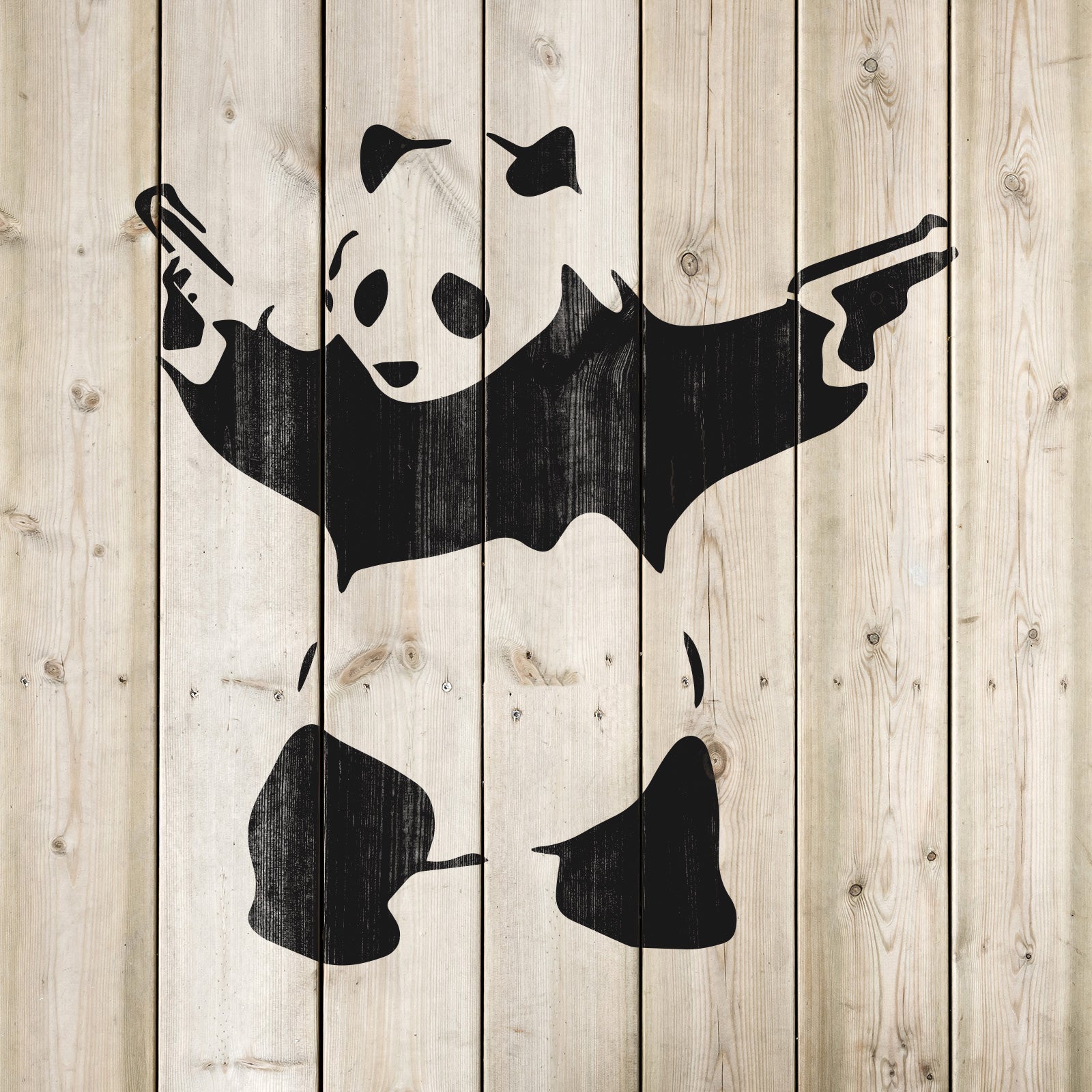 Panda with Guns Banksy Stencil