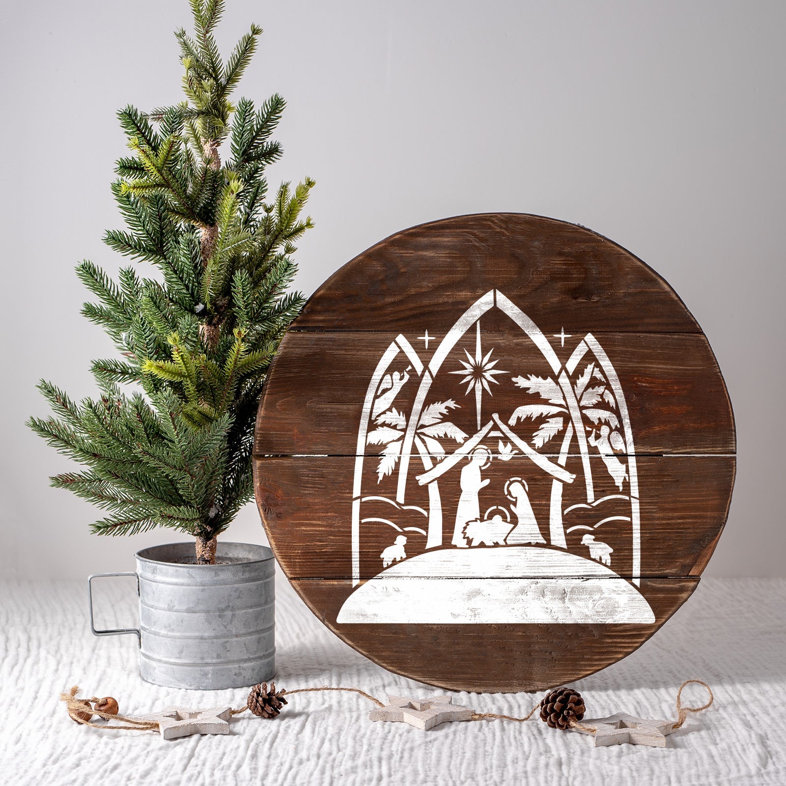 Stained Glass Nativity Stencil