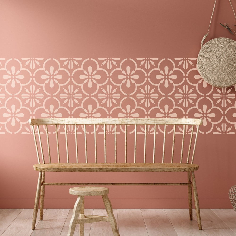 Tazma Floral Tile Stencil