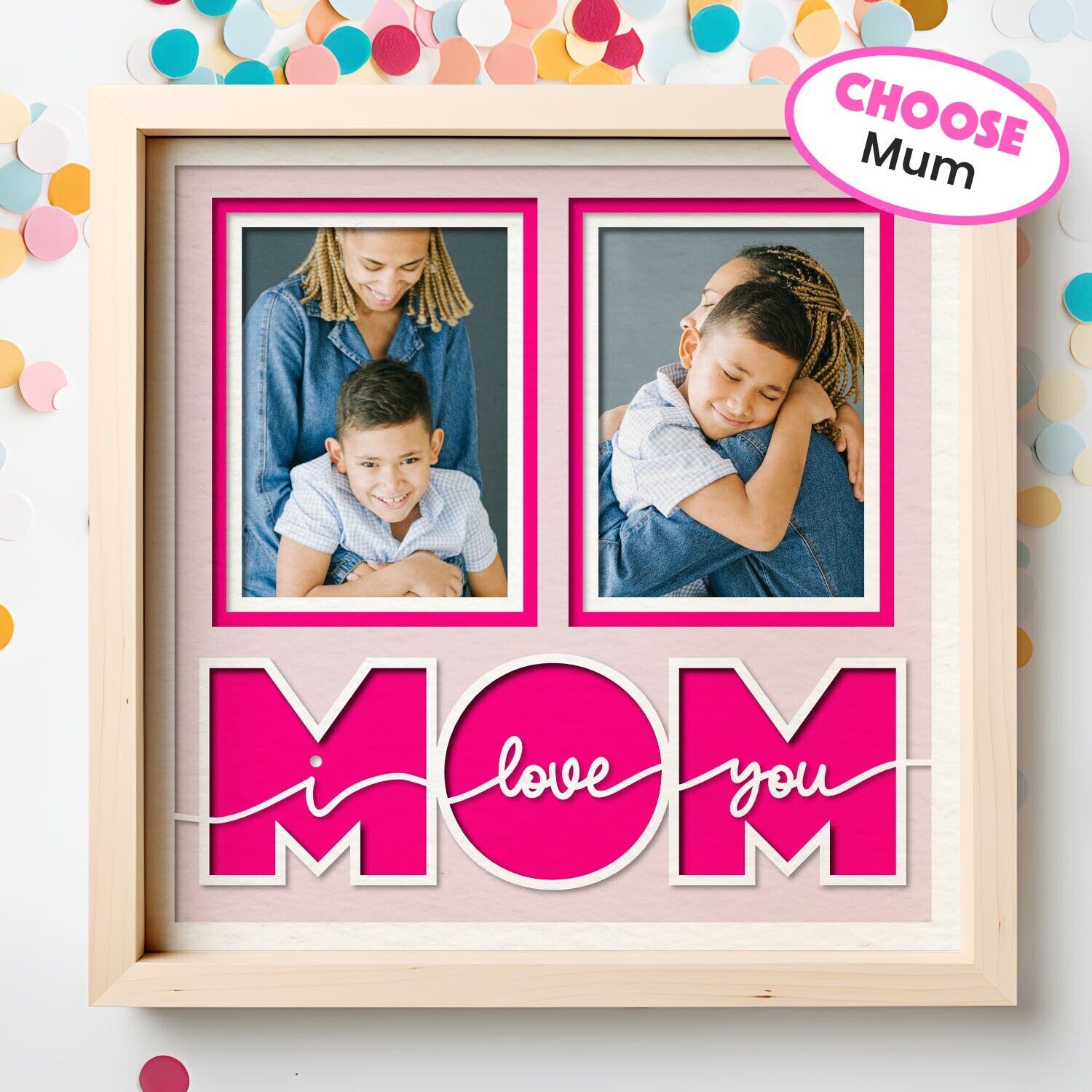 I/We Love You Mom / Mum - 9 x 9 Inch photo Frame - 1, 2, 3 or 6 photos